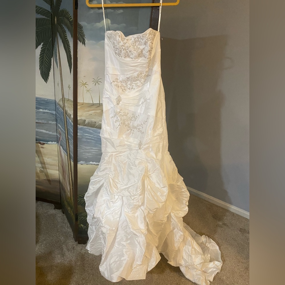 White pearl wedding dress